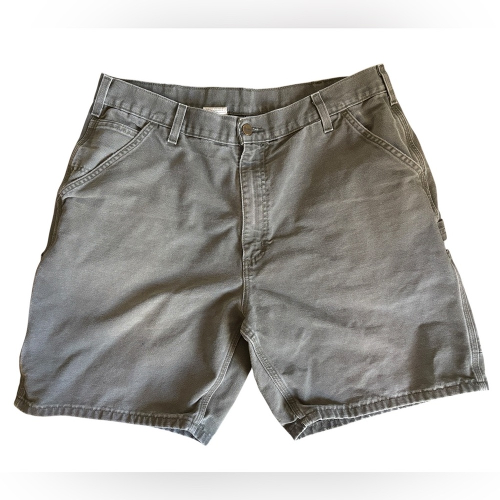 Vintage Carhartt Carpenter Shorts Mens B25 MOS Green Canvas Workwear Y2K Skater